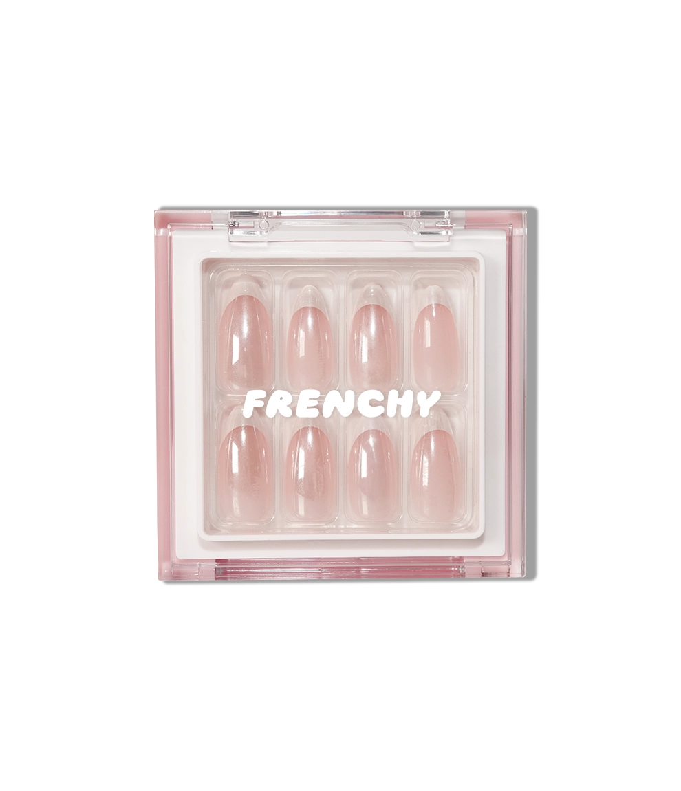 Glass Chrome Frenchy Kit de uñas postizas con pegamento